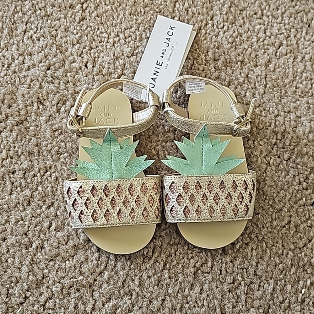 Janie and Jack Girls Metallic Pineapple Sandal